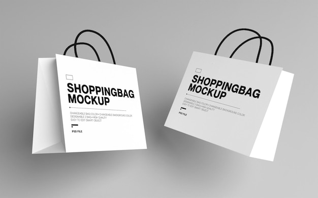 psd two shopping paper bags mockup