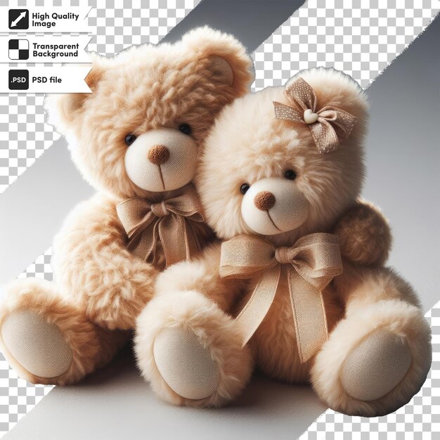 PSD psd two teddy bears on transparent background