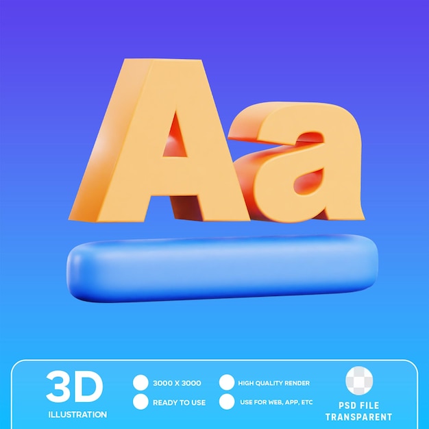 PSD illustrazione 3d della tipografia psd