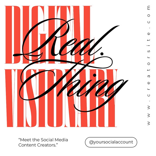 Psd typography design social media instagram post template