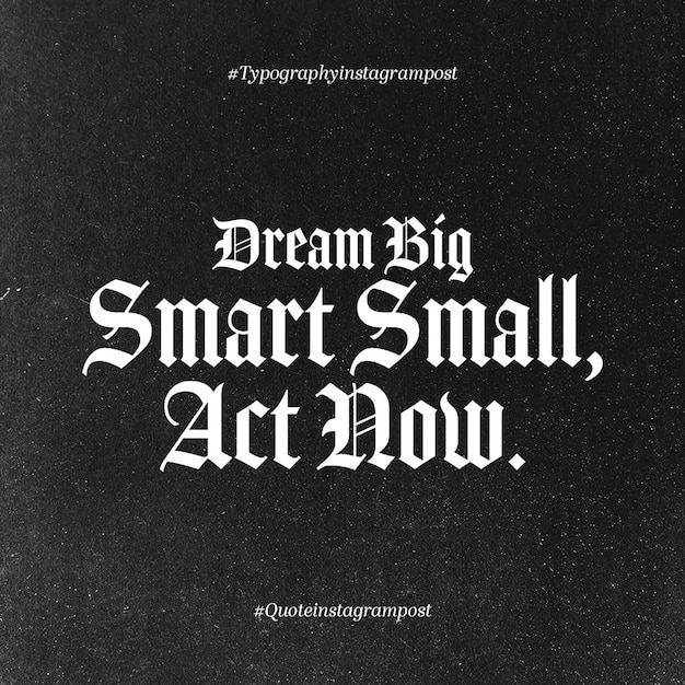 psd typography design social media with black background instagram post template