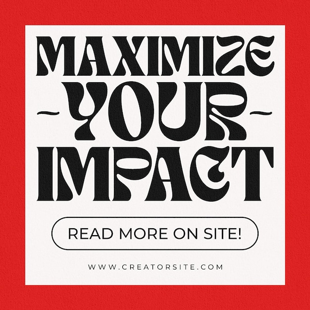 Psd типография сайт максимизировать ваше влияние с красной линией фон для социальных сетей пост