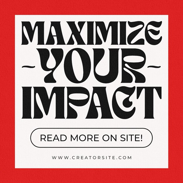 Psd typography site maxime your impact with red line background for social media post