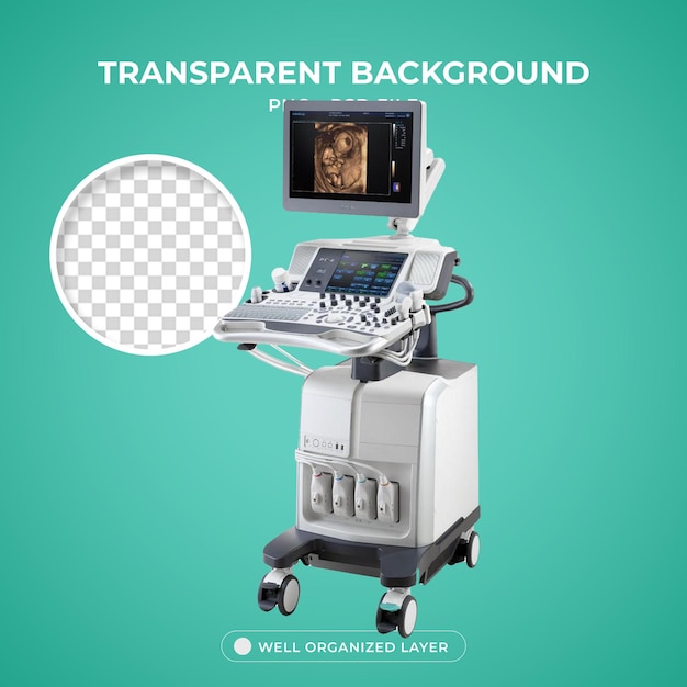 psd ultrasound medical equipment transparent background with 3d brain element object