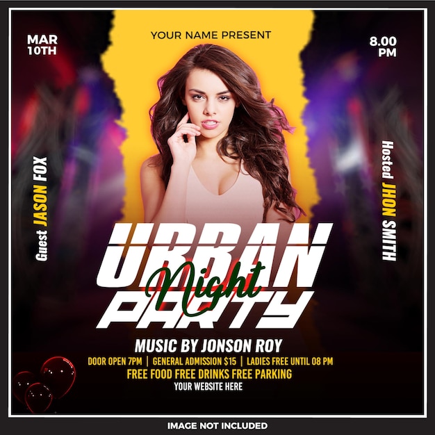 psd urban friday night party or dj club flyer template