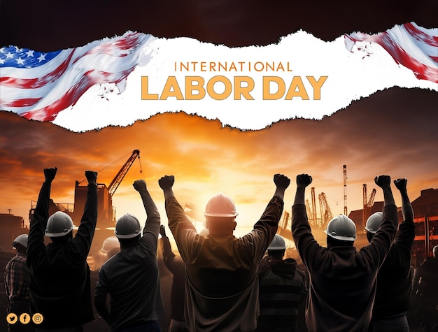 PSD of usa labor day poster design