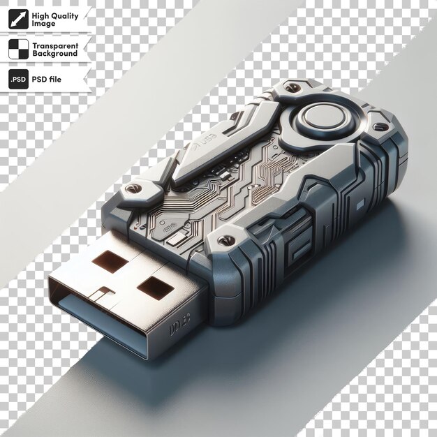 psd usb flash memory on transparent background with editable mask layer