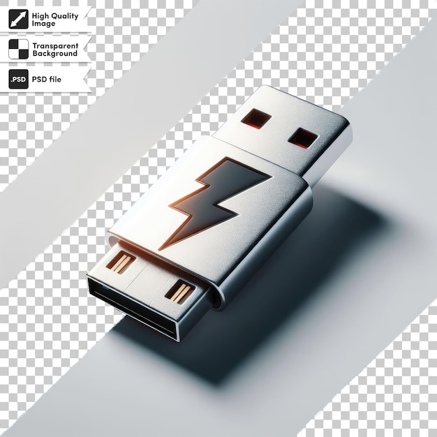 Memoria flash usb psd su sfondo trasparente con livello di maschera modificabile