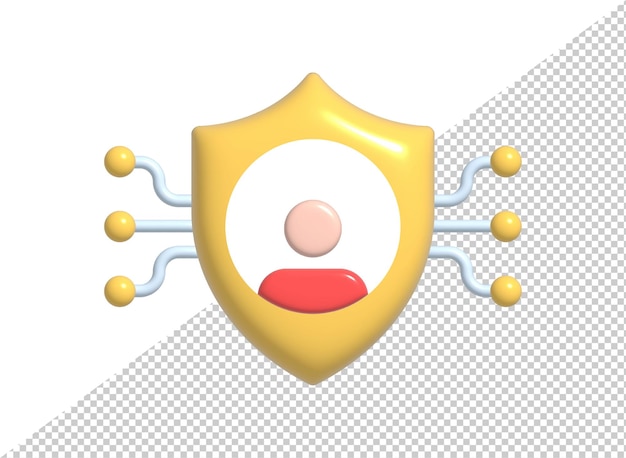 Psd user protection comic bubble icon 3d render illustration