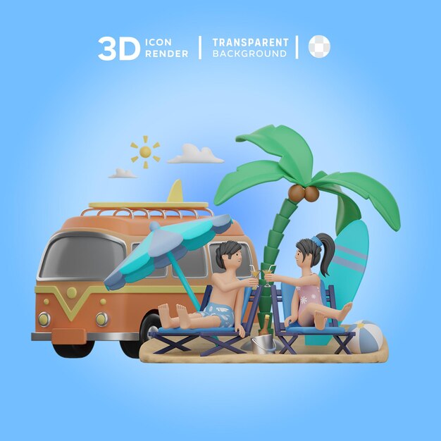 PSD psd vacation 3d illustration