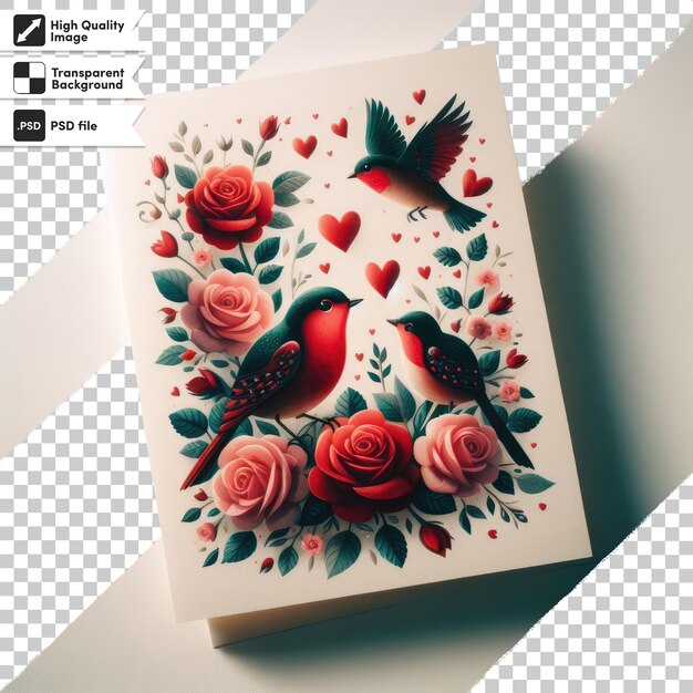 PSD psd valentine card with heart on transparent background with editable mask layer