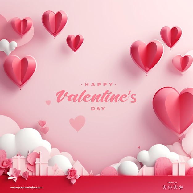 Psd valentines day background in paper style