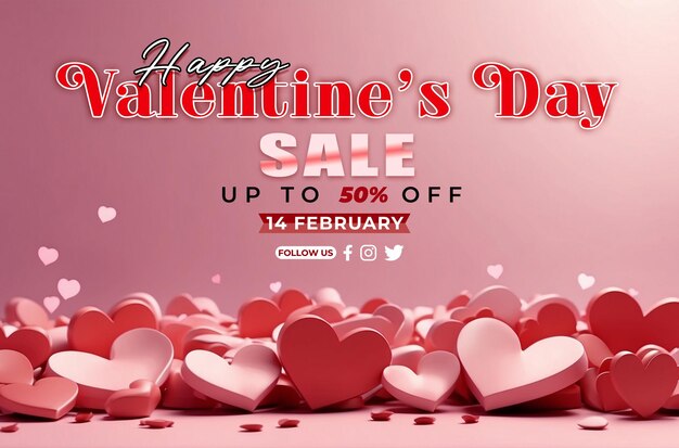 PSD psd valentines day discount sales social media banner template