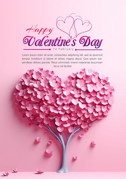 PSD psd valentines day flyer love tree creative design