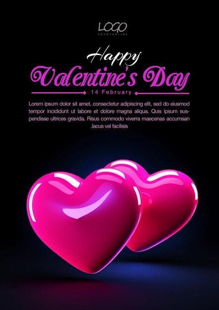 Psd valentines day poster love brochure editable text
