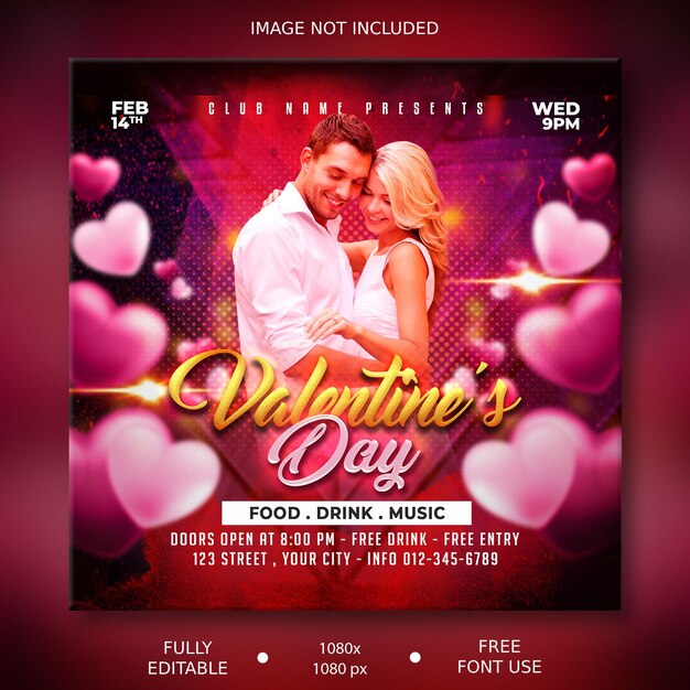 PSD psd valentines day square flyer