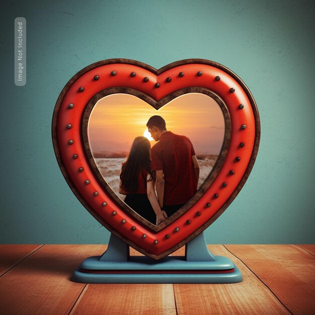 PSD mockup della cornice fotografica di san valentino psd