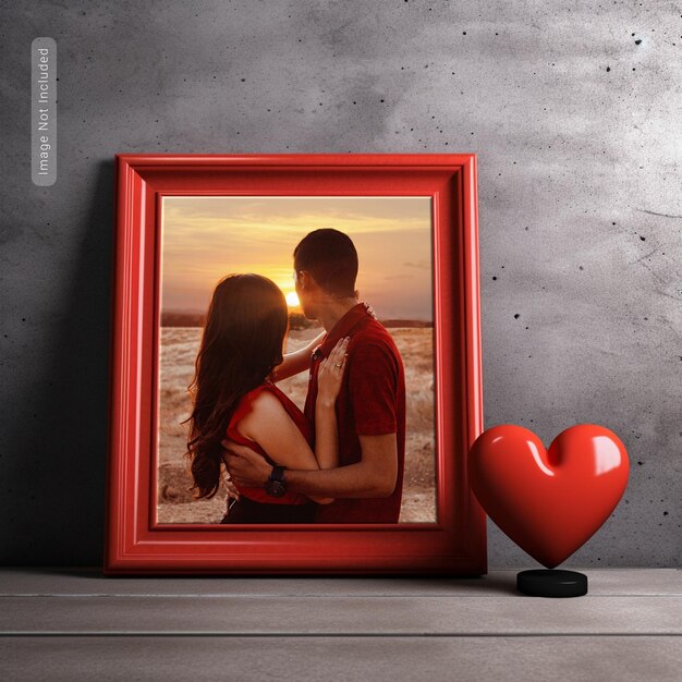 PSD mockup della cornice fotografica di san valentino psd