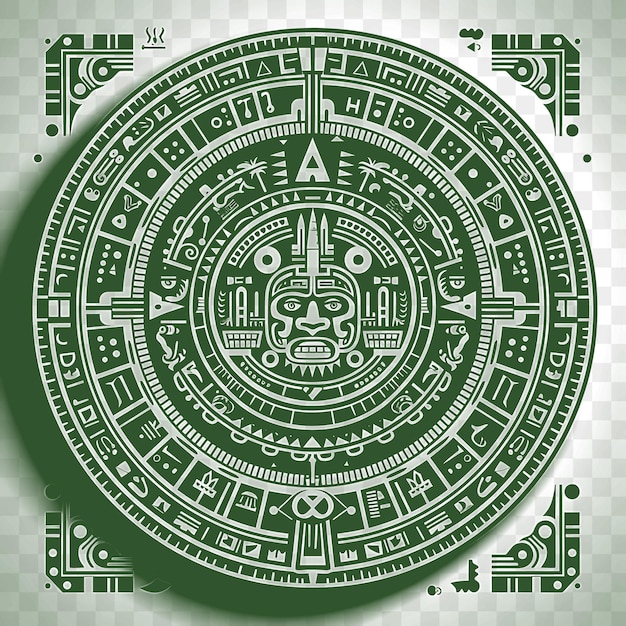 PSD psd van aztec calendar frame met ingewikkelde calendar wheel motieven een t-shirt tattoo art outline ink