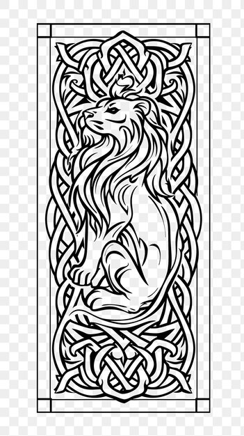 PSD psd van celtic knot frame art met leeuw en schild decoraties borde cnc frame tattoo art concept