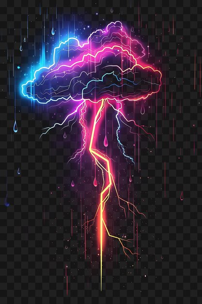 Psd van Dynamic Neon Lightning Bolts met een Crackling Energy Texture Neon Frame Art Design Template