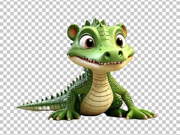 PSD psd van een 3d cartoon baby crocodile