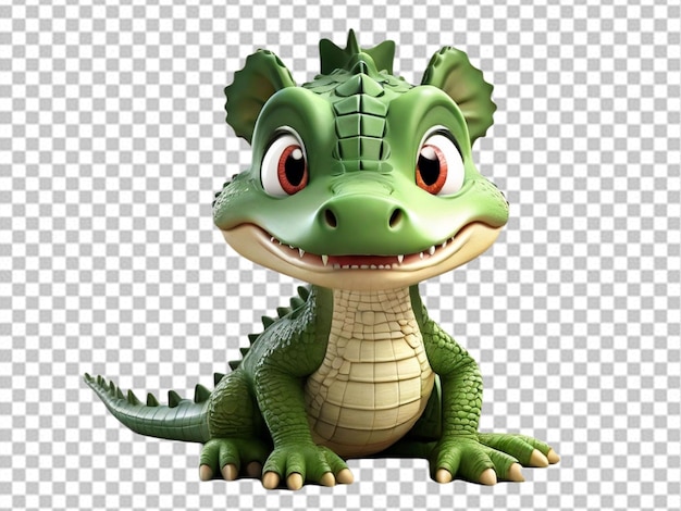 PSD psd van een 3d cartoon baby crocodile