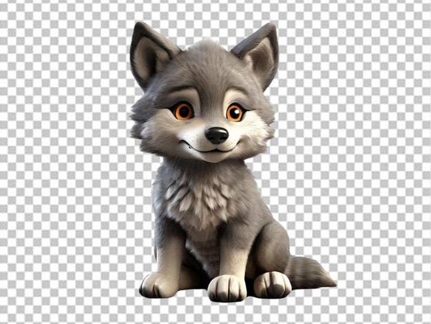 PSD psd van een 3d cartoon baby wolf