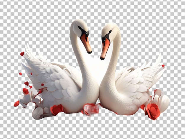 PSD psd van een 3d love swans