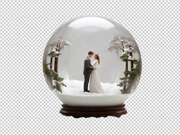 PSD psd van een afbeelding van een getrouwd stel in een bol op een doorzichtige achtergrond