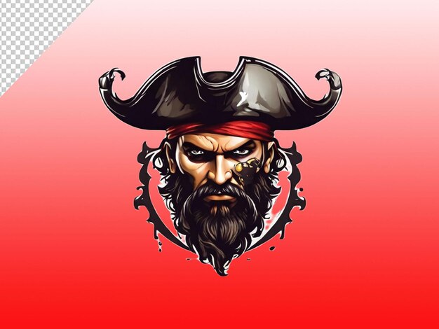 Psd van een beste piraten mascotte logo gaming logo op transparante achtergrond