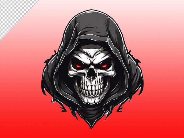 Psd van een beste piraten schedel mascotte logo gaming logo op transparante achtergrond