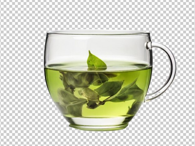 PSD psd van een groene thee op doorzichtige achtergrond