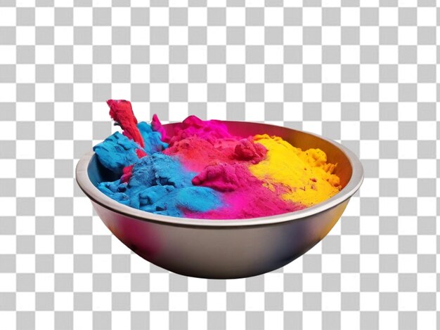 PSD psd van een holi-conceptbak met de kleuren van holi