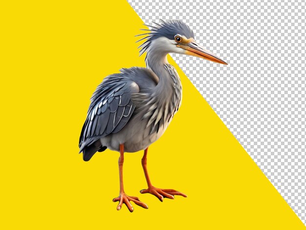 Psd van een reiger op doorzichtige achtergrond