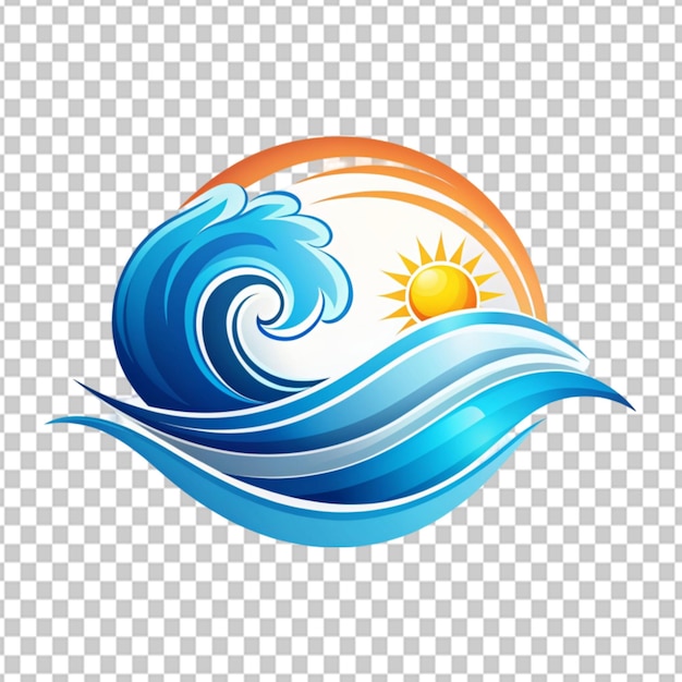 PSD psd van een strandgolf logo element creatieve water clipart op transparante achtergrond