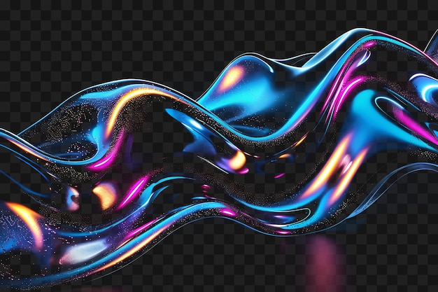 Psd van Shimmering Neon Waves met een Metallic Chrome Texture Undulat Neon Frame Art Design Template