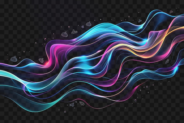 Psd van Shimmering Neon Waves met een Metallic Chrome Texture Undulat Neon Frame Art Design Template