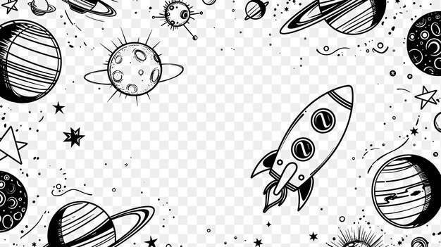 PSD psd van space themed frame art met rocket ship en planet decoratio cnc frame tattoo art concept