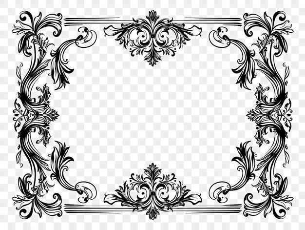 Psd van vintage frame art met ornate filigree en swirl decorations cnc frame tattoo art concept