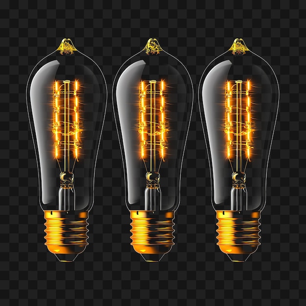 PSD psd van vintage led filament bulbs met amber color black wires expo collage y2k clipart cyber tech