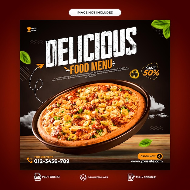 PSD vandaag speciaal Delicious food social media postbannersjabloon