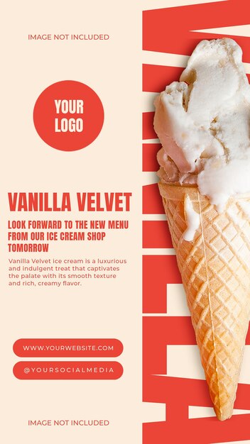 PSD psd vanilla ice cream design dla mediów społecznościowych i instagram story template