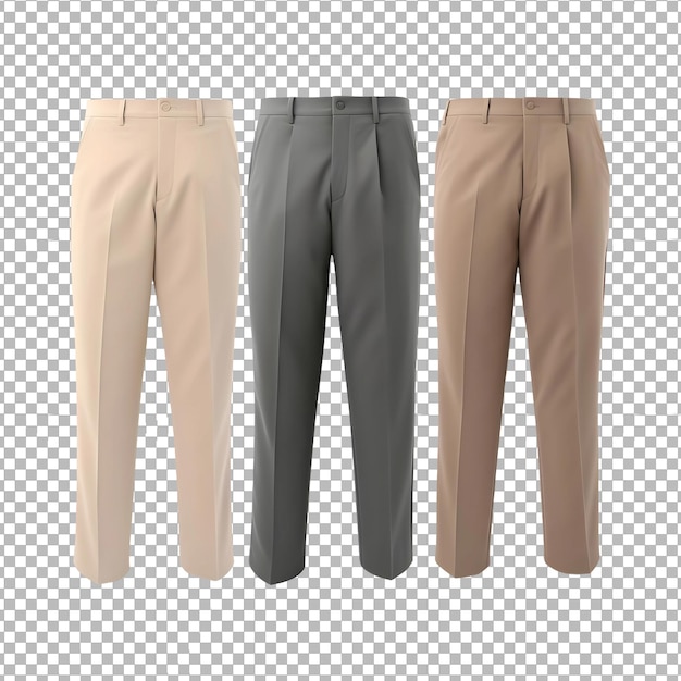 Psd variations of unisex trousers isolated on transparent background