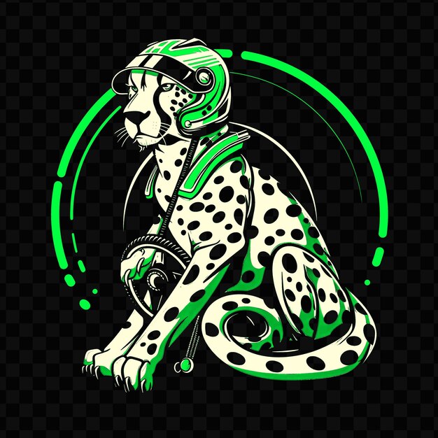 Psd vector agile cheetah con un casco di pilota di auto da corsa e sterzo wh t-shirt design tattoo ink