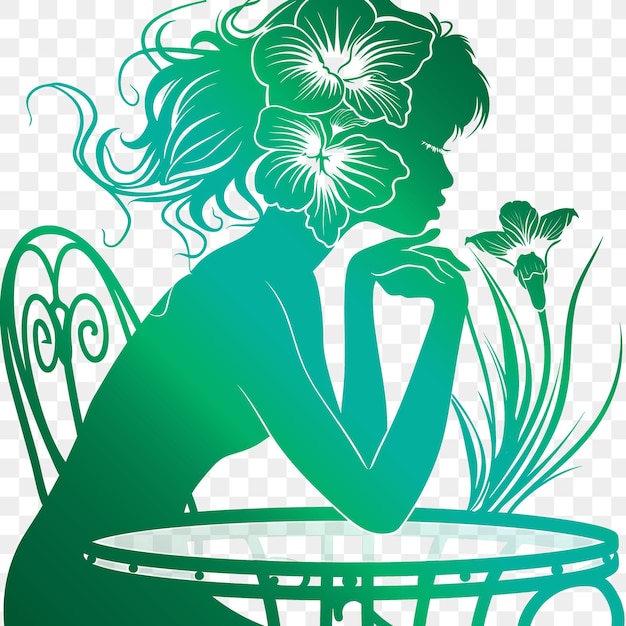 PSD psd vector art nouveau inspired side table cnc art with womans silhoue die cut tattoo ink design