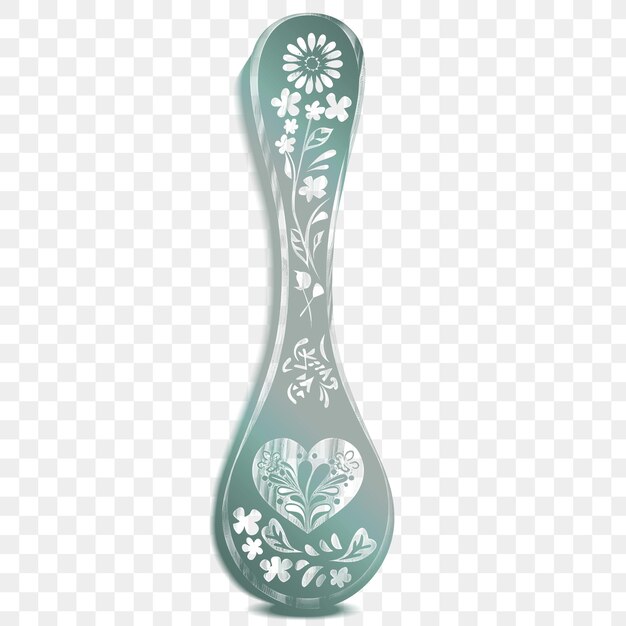 PSD psd vettoriale intagliato cucchiaio di legno arte popolare con motivo di cuore e florale dec die cut tatuaggio disegno inchiostro