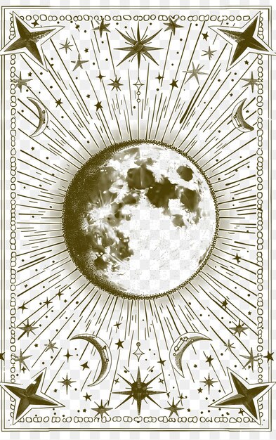 Psd vector celestial postcard design con una cornice di notte stellata stile fe cnc die cut tattoo design