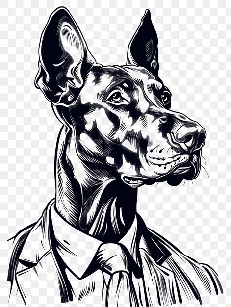 Psd vector charming custom black and white cnc illustrazione ritratti di animali domestici e outline art tattoo