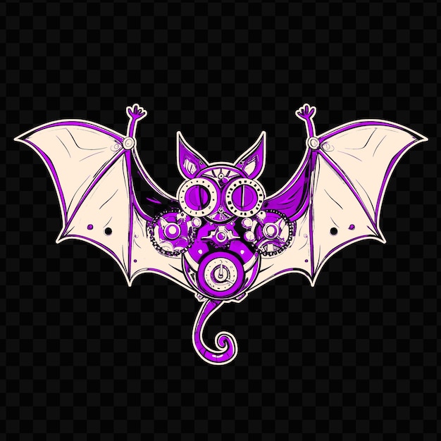 PSD psd vector curious bat with a clockwork body and a mechanical wing illu tshirt design tattoo ink